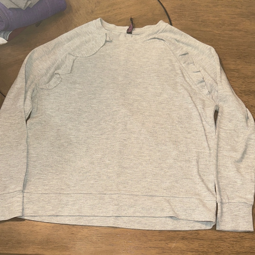 Betsey Johnson Light Gray Ruffle Sweater